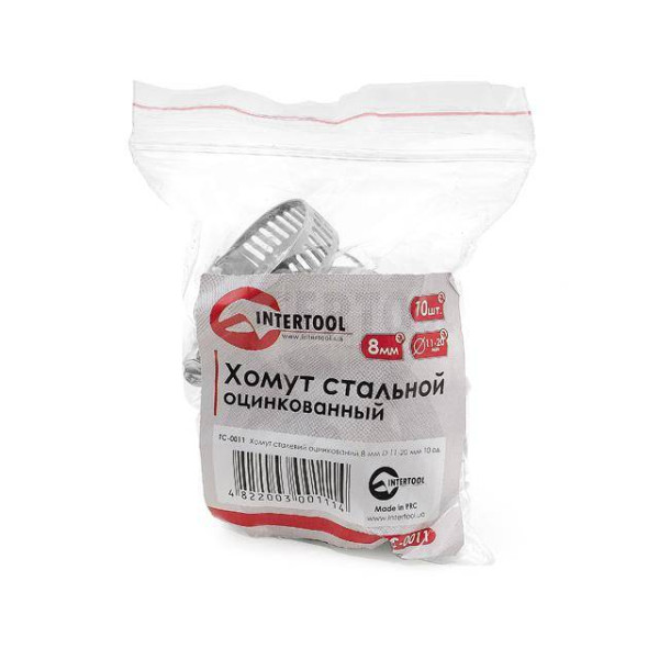 Galvanized steel clamp 8 mm, D - 11-20 mm Intertool TC-0011