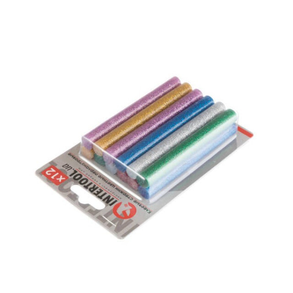Set of colored mother-of-pearl glue rods 11.2 mm*100 mm, 12 pcs Intertool RT-1029