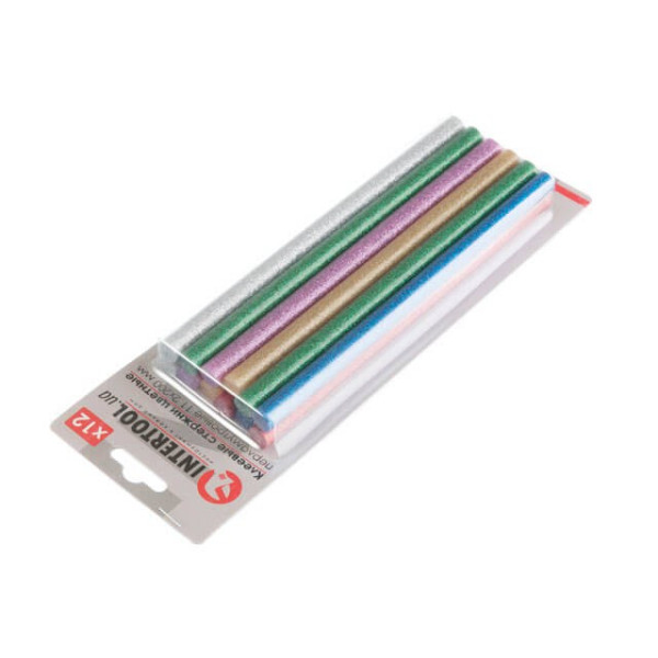 Set of colored mother-of-pearl adhesive rods 11.2 mm*200 mm, 12 pcs Intertool RT-1035