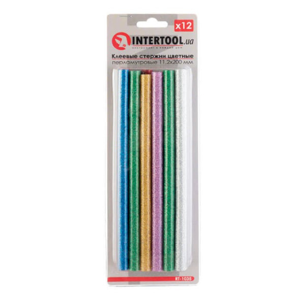 Set of colored mother-of-pearl adhesive rods 11.2 mm*200 mm, 12 pcs Intertool RT-1035