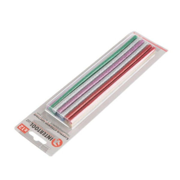Set of colored mother-of-pearl glue rods 7.4 mm*200 mm, 12 pcs Intertool RT-1034