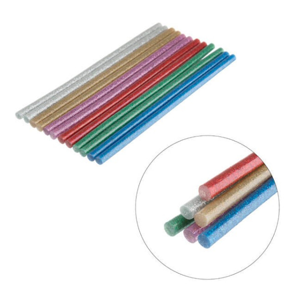 Set of colored mother-of-pearl glue rods 7.4 mm*200 mm, 12 pcs Intertool RT-1034