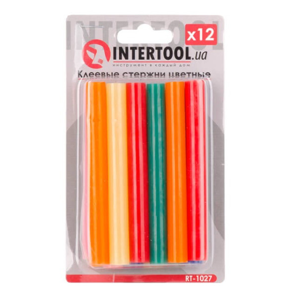 Комплект стрижнів клейових кольорових 11,2 мм*100 мм, 12 шт Intertool RT-1027