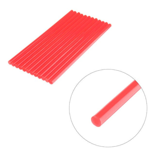 A set of red adhesive rods 7.4 mm*200 mm, 12 pcs. Intertool RT-1044