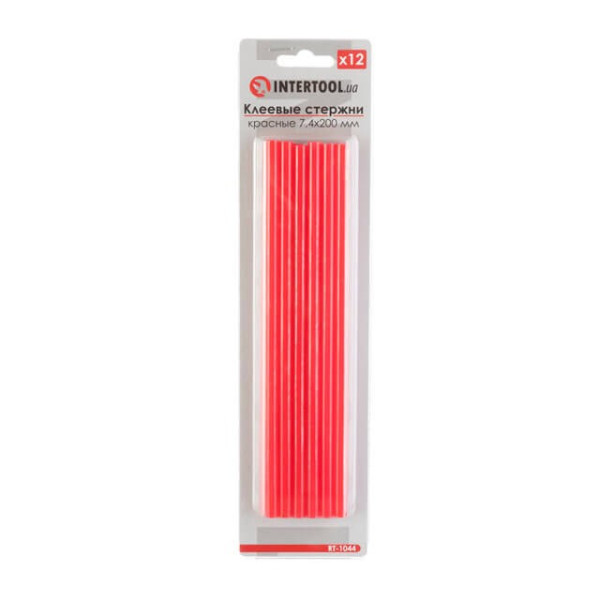 A set of red adhesive rods 7.4 mm*200 mm, 12 pcs. Intertool RT-1044