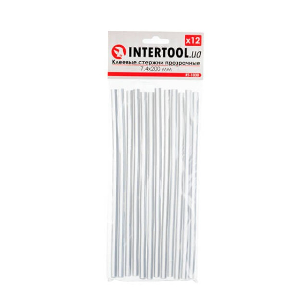 Set of transparent adhesive rods 7.4 mm*200 mm, 12 pcs Intertool RT-1030