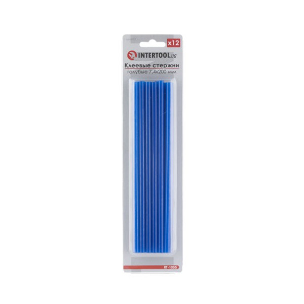 A set of blue adhesive rods 7.4 mm*200 mm, 12 pcs. Intertool RT-1055