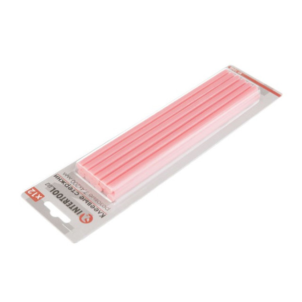 Set of pink adhesive rods 7.4 mm*200 mm, 12 pcs. Intertool RT-1048