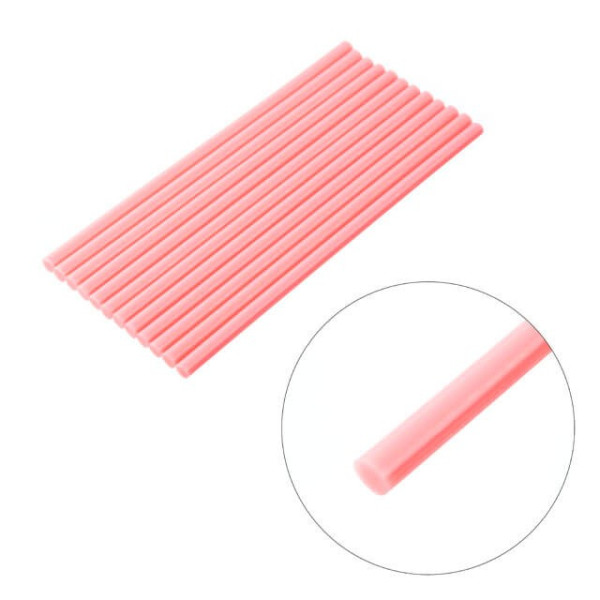 Set of pink adhesive rods 7.4 mm*200 mm, 12 pcs. Intertool RT-1048