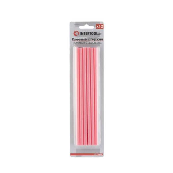 Set of pink adhesive rods 7.4 mm*200 mm, 12 pcs. Intertool RT-1048