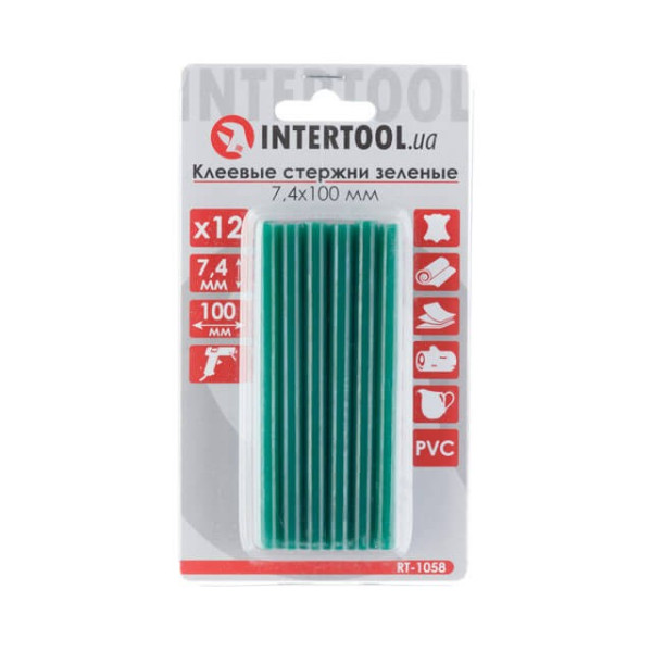 Комплект стрижнів клейових зелених 7,4 мм*100 мм, 12 шт. Intertool RT-1058