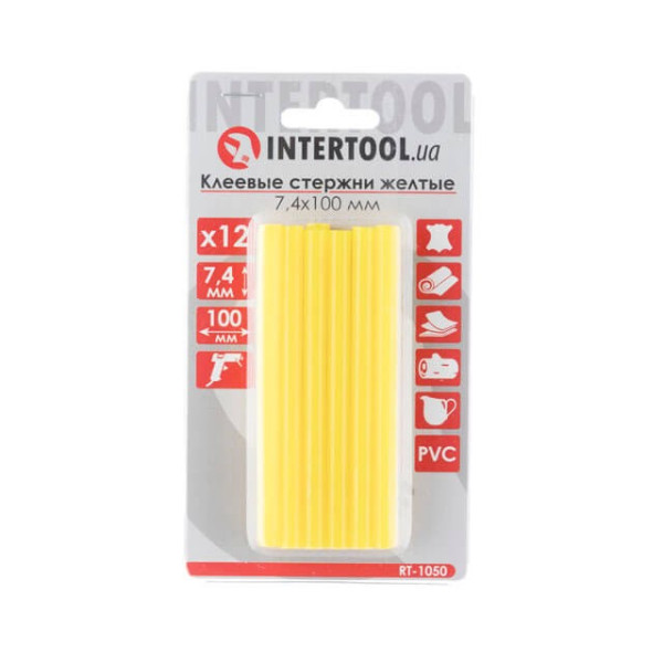Комплект стрижнів клейових жовтих 7,4 мм*100 мм, 12 шт. Intertool RT-1050