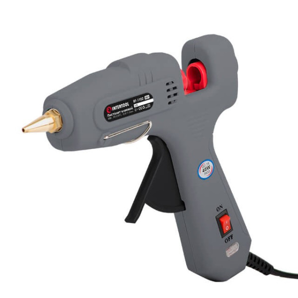 Glue gun 40 W, 230 V, 180-195 °C for rods 10.8-11.5 mm, 10-16.5 g/min. Intertool RT-1102