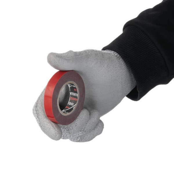 Double-sided adhesive tape AUTO FIX, 12 mm*2 m*1 mm, gray, foamed acrylic, STORM Intertool KT-0828