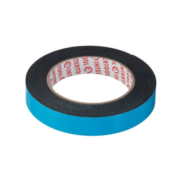 Double-sided automotive adhesive tape 19 mm*5 m*1 mm, black, foamed polyethylene Intertool KT-0812