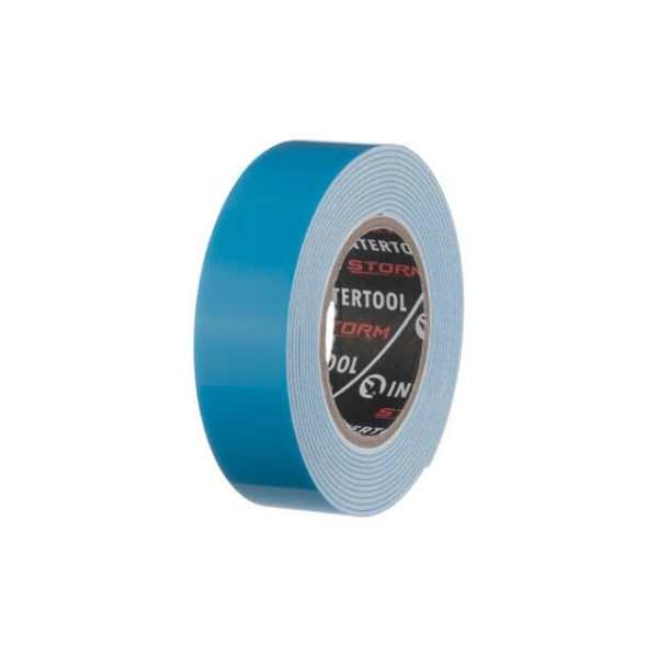 Double-sided adhesive tape PROF FIX, 19 mm*2 m*1 mm, white, foamed polyethylene, STORM Intertool KT-0821