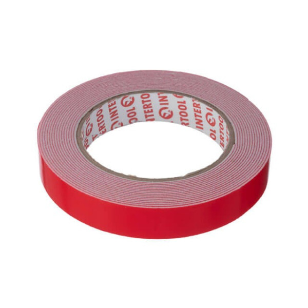 Double-sided universal adhesive tape, 19 mm * 5 m * 1 mm, white, foamed polyethylene Intertool KT-0814