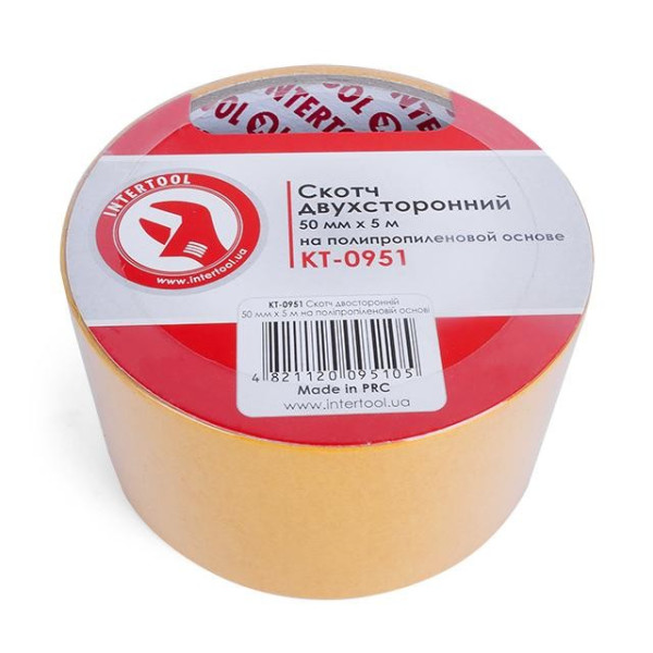 Double-sided tape 50 mm*5 m on a polypropylene base Intertool KT-0951