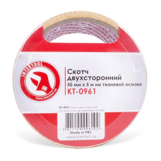 Скотч двухсторонний 50 мм*5 м на тканевой основе Intertool KT-0961