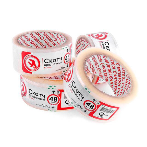 Adhesive tape transparent 45 mm*50 m*44 μm Intertool KT-0902