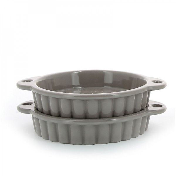 Set of 2 Revol tartlet molds, gray, diameter 13 cm h 2.6 cm