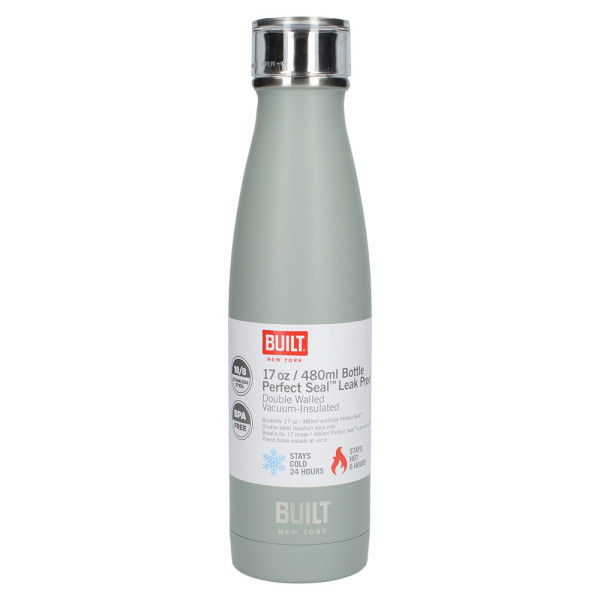 Built metal bottle, with double walls, gray, 500 ml