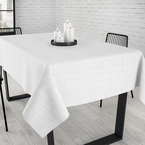 Скатертина Aitana textil Janco Blanco, жакард люрекс, 140 х 250 cм