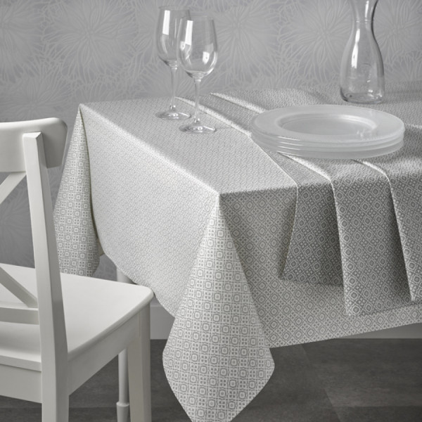 Скатертина Atenas Home Textile Delfos Blanco, бавовна з покриттям, 150 х 150 см