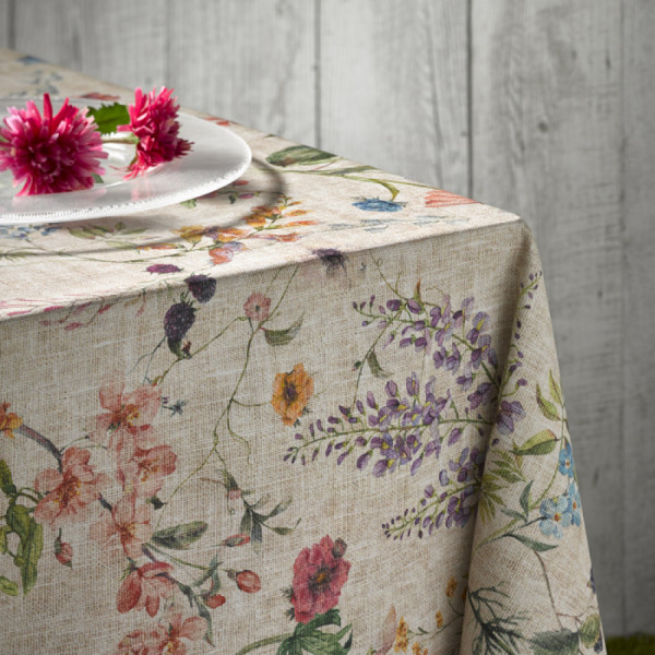 Скатертина Atenas Home Textile Venus Linum, бавовна з покриттям, 150 x 150 см