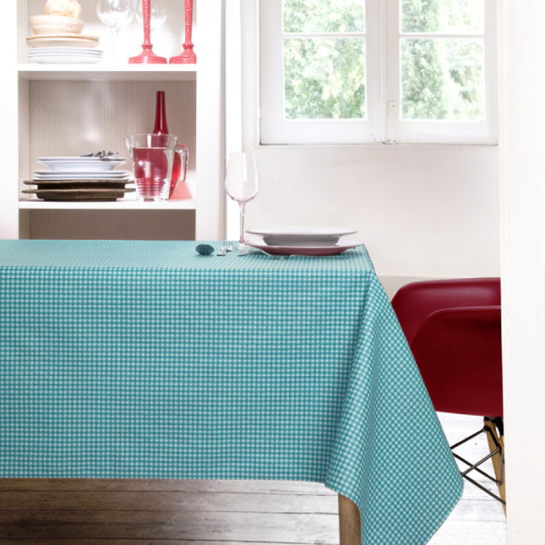 Скатертина Atenas Home Textile Vichy Azul, бавовна з покриттям, 160 х 160 см