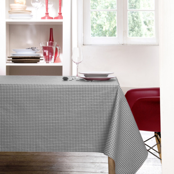 Скатертина Atenas Home Textile Vichy Gris, бавовна з покриттям, 160 х 160 см