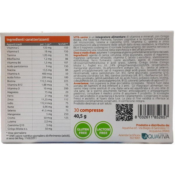 Vita senior complex of vitamins and minerals for people over 50 years old Aquaviva Nutrifarma