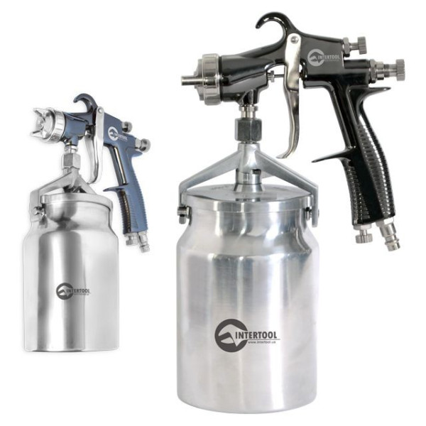 Paint gun pneumatic HP, nozzle 1.8 mm, lower metal tank 1000 ml, 5 bar Intertool PT-0140