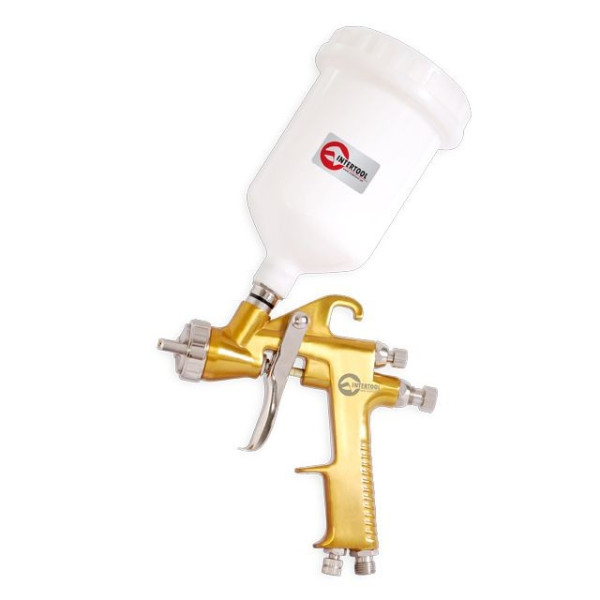 Paint gun pneumatic HP, nozzle 1.5 mm, upper plastic tank 600 ml, 5 bar Intertool PT-0113