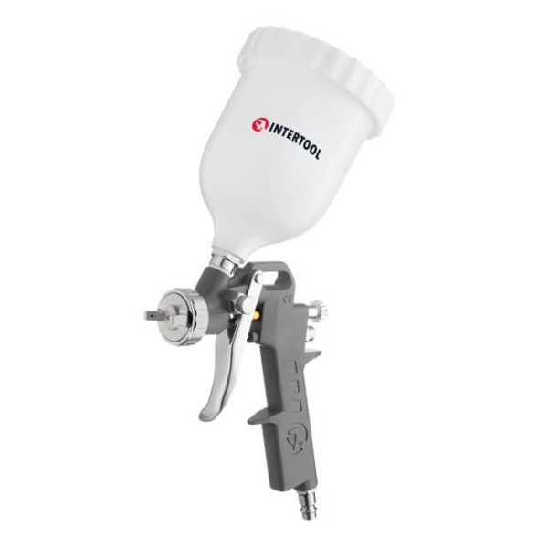 Paint gun pneumatic HP, nozzle 1.5 mm, upper plastic tank 600 ml, 5 bar Intertool PT-0204
