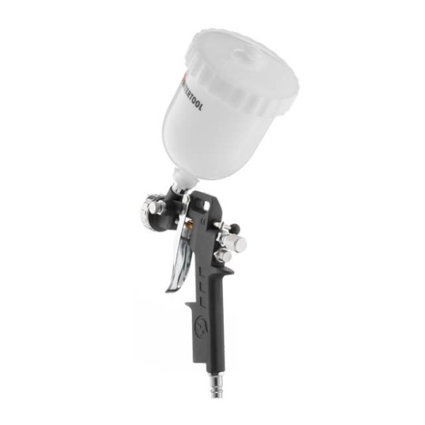 Paint gun pneumatic HP, nozzle 1.5 mm, upper plastic tank 600 ml, 3 adjustments, 5 bar Intertool PT-0210