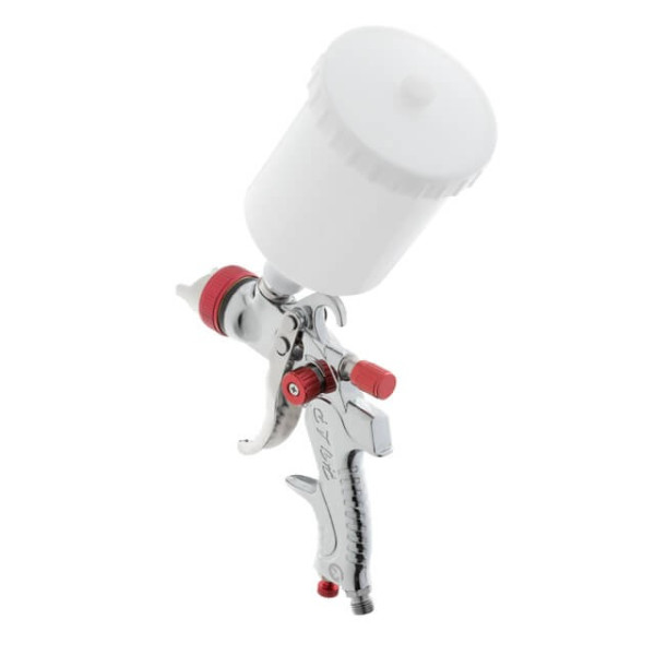 HVLP pneumatic spray gun with three sets of nozzles - 1.3 mm, 1.4 mm, 1.7 mm, plastic tank, 3 bar Intertool PT-0153