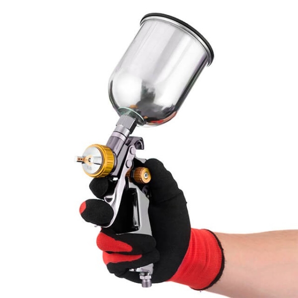 Pneumatic paint sprayer LVLP BRONZE professional, nozzle 1.8 mm, upper metal tank 600 ml., 1.5 bar Intertool PT-0135