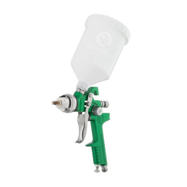 HVLP pneumatic spray gun, nozzle 1.7 mm, upper plastic tank 600 ml, 3 bar Intertool PT-0119