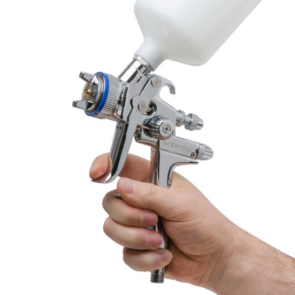 Paint gun pneumatic HVLP II professional, nozzle 1.3 mm, upper plastic tank 600 ml, 2 bar Intertool PT-0105