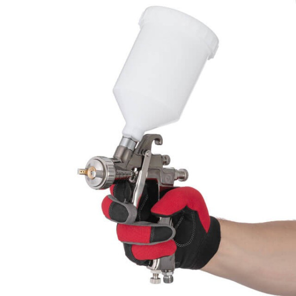 Paint gun pneumatic LVLP, nozzle 1.3 mm, upper plastic tank 600 ml, 2 bar STORM Intertool PT-0138