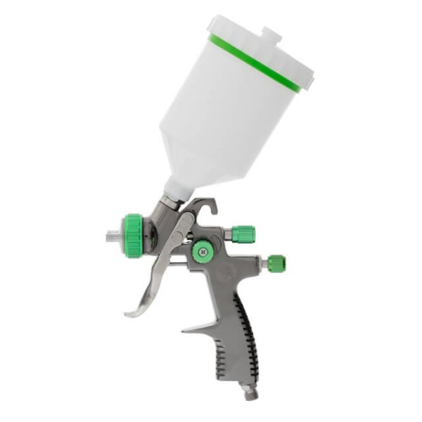 Pneumatic paint sprayer LVLP GREEN professional, nozzle 1.3 mm, upper plastic tank 600 ml., 1.5 bar Intertool PT-0132