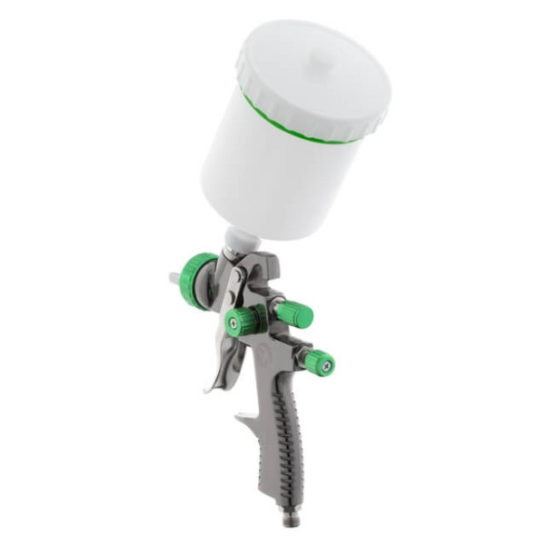 Pneumatic paint sprayer LVLP GREEN professional, nozzle 1.3 mm, upper plastic tank 600 ml., 1.5 bar Intertool PT-0132