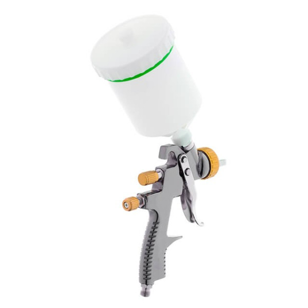 Pneumatic paint sprayer LVLP BRONZE professional, nozzle 1.8 mm, upper plastic tank 600 ml., 1.5 bar Intertool PT-0136