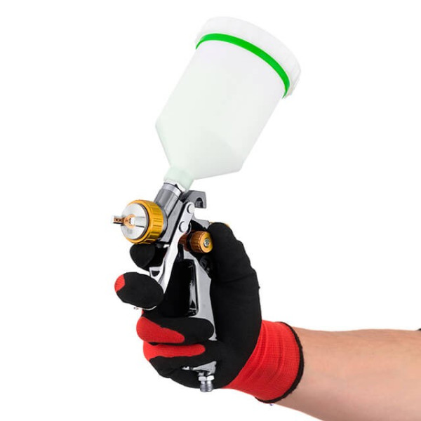 Pneumatic paint sprayer LVLP BRONZE professional, nozzle 1.8 mm, upper plastic tank 600 ml., 1.5 bar Intertool PT-0136