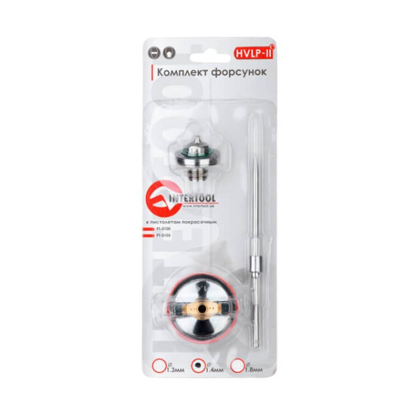 Nozzle set 1.4 mm for HVLP II paint guns PT-0100, RT-0105, RT-0105D (nozzle, air head, needle) Intertool PT-2114