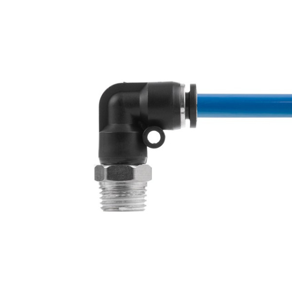 Collet connection L-shaped for polyurethane and other hoses 6 mm, 1/4“ external thread Intertool PT-2331