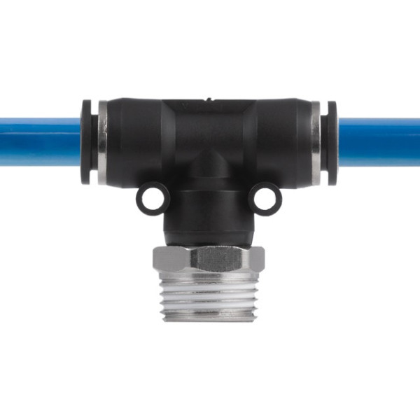Collet T-shaped connection for polyurethane and other hoses 10*10 mm, 1/2 external thread Intertool PT-2363