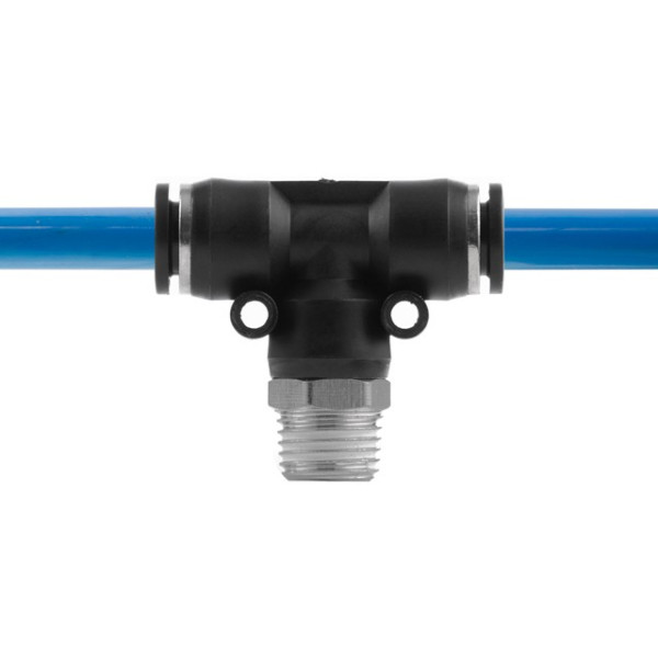 Collet T-shaped connection for polyurethane and other hoses 8*8 mm, 1/4 external thread Intertool PT-2352