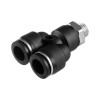 Collet Y-shaped connection for polyurethane and other hoses 12*12 mm, 1/4 external thread Intertool PT-2379